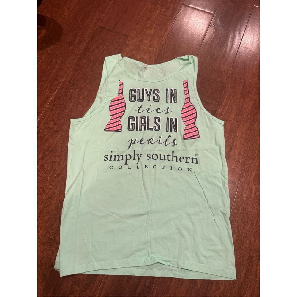 Woman’s simply southern guys in ties and girls in pearls tank top size medium